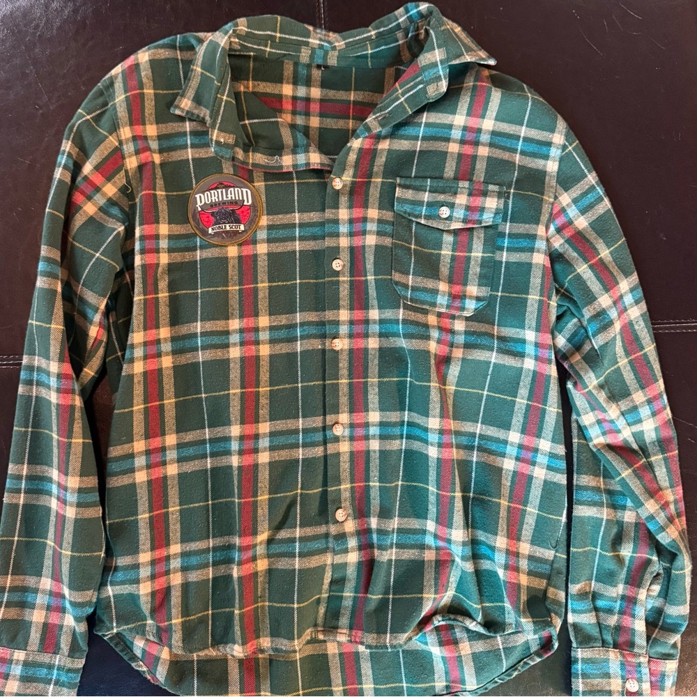 (Clearance)Green Plaid Portland Brewing Company Noble Scot Men's Shirt Sz Large